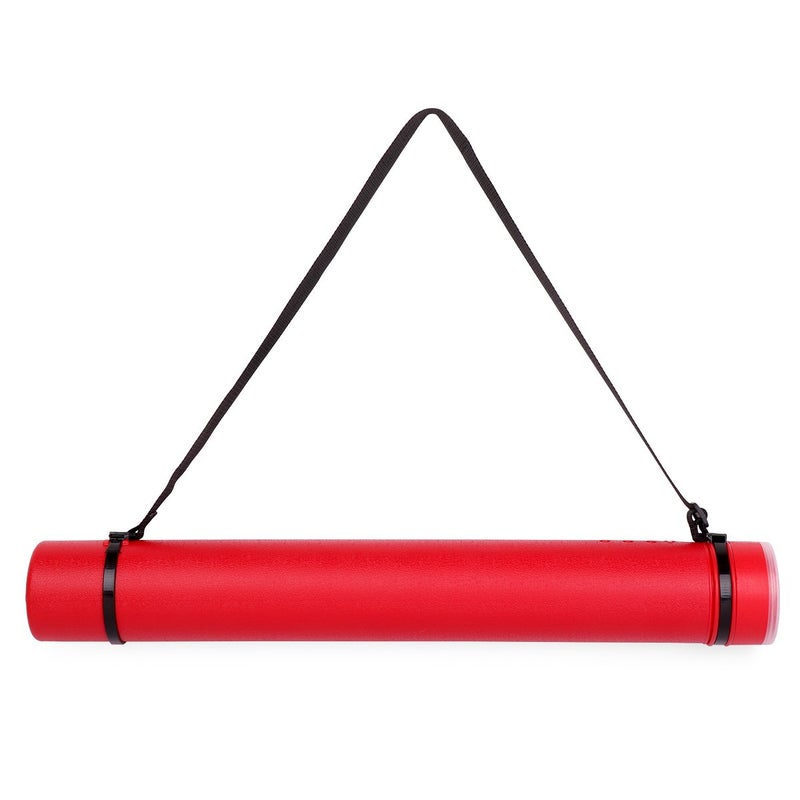 TRANSON أنبوب تخزين ملصقات TRANSON المتين مع أحزمة 24"-40" قابل للتعديل للخرائط، الأعمال الفنية، الملصقات باللون الأحمر - Image 1